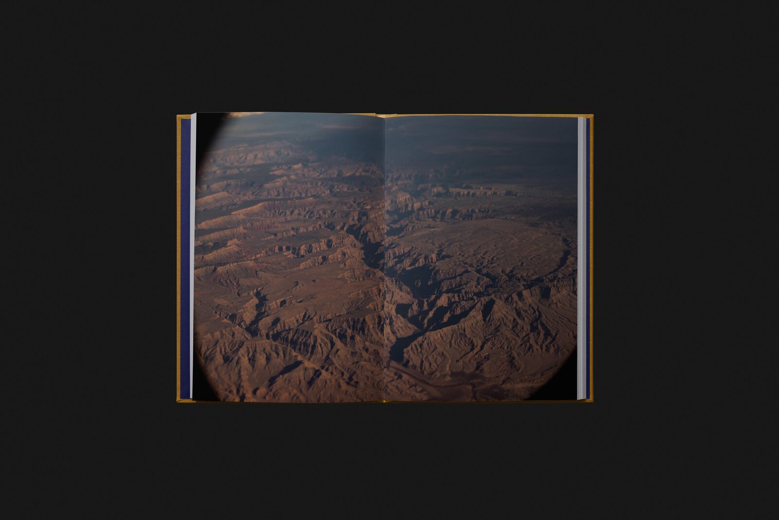 Interior spread — canyon landscape